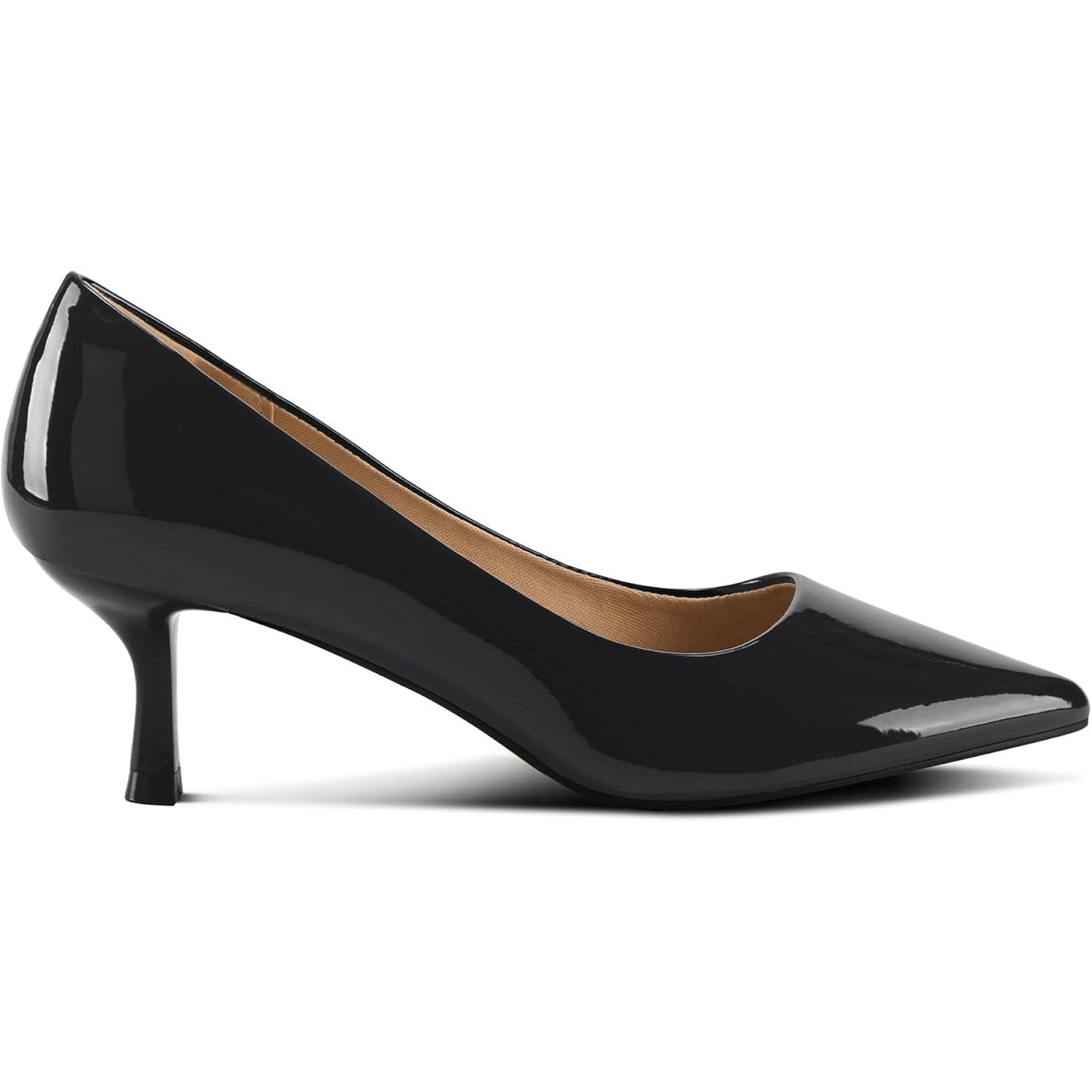 Mysoft Womens Size 10 Black Patent Leather 2.5" Kitten Heel Slide On Pumps Shoes
